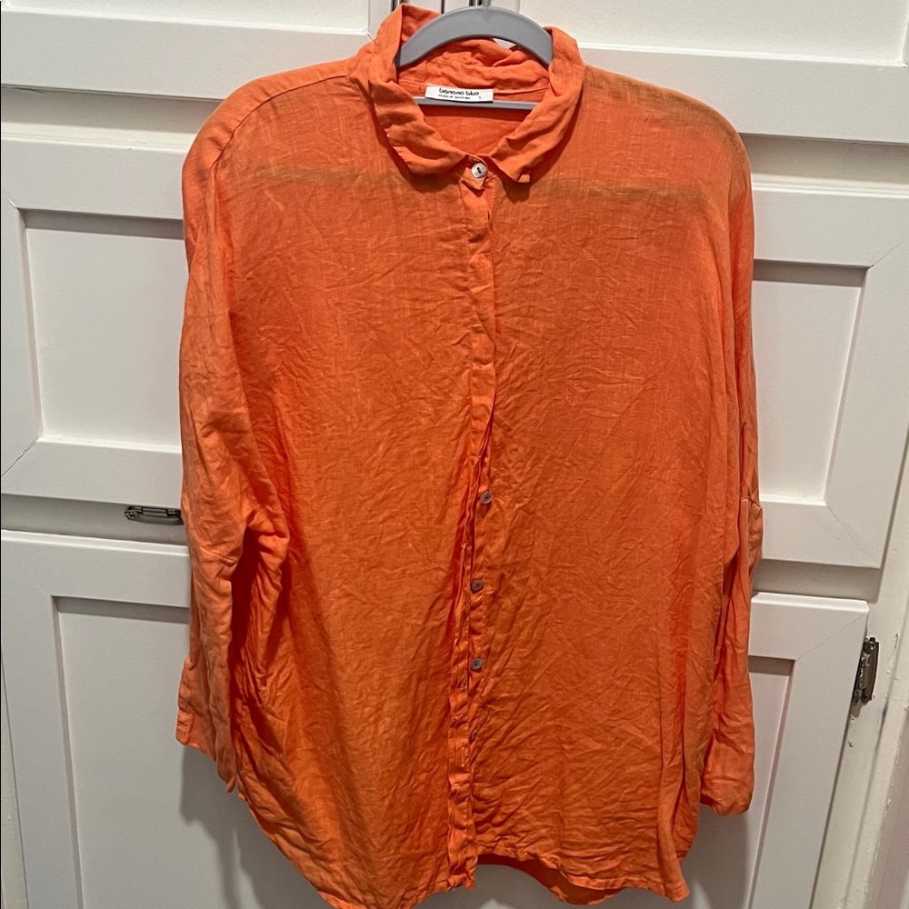 Banana blue  Bright Orange Button Down Shirt
